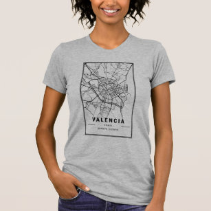 Camiseta Mapa da cidade de Espanha de Valencia   Arte minim