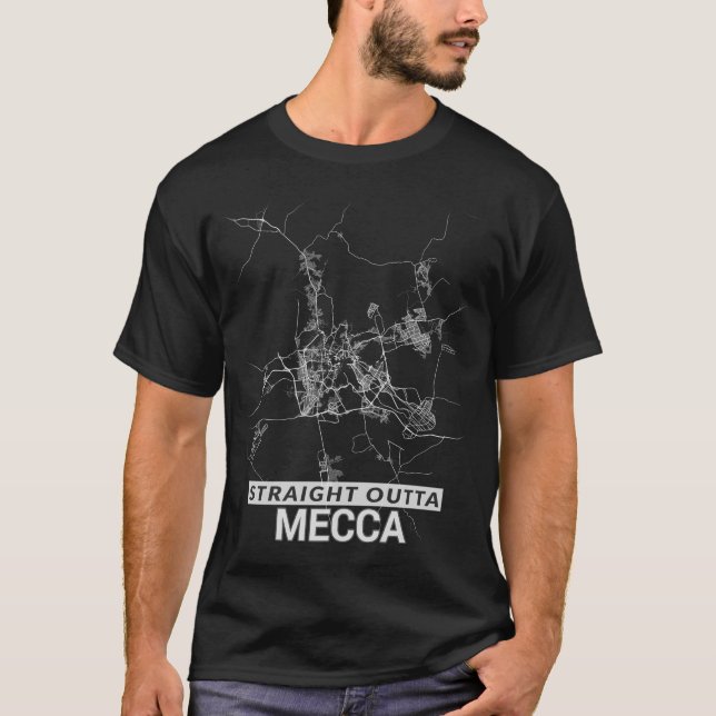 Camiseta Mapa da cidade de Hetero fora de Meca (Grande IMPR (Frente)