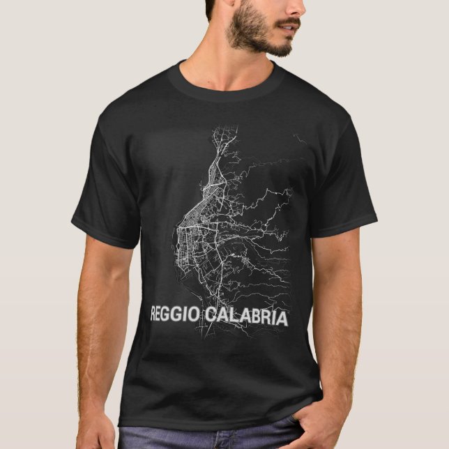 Camiseta Mapa da cidade de Reggio Calabria (LETRAS GRANDES) (Frente)