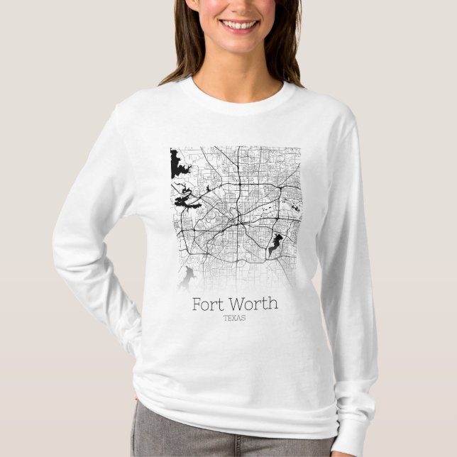 Camiseta Mapa da Cidade do Fort Worth (Frente)