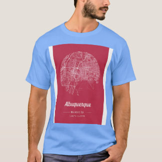 Camiseta Mapa da cidade em vermelho Albuquerque Novo México