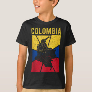 Camiseta Mapa da Colômbia Bandeira Patriota Expatriado Naci