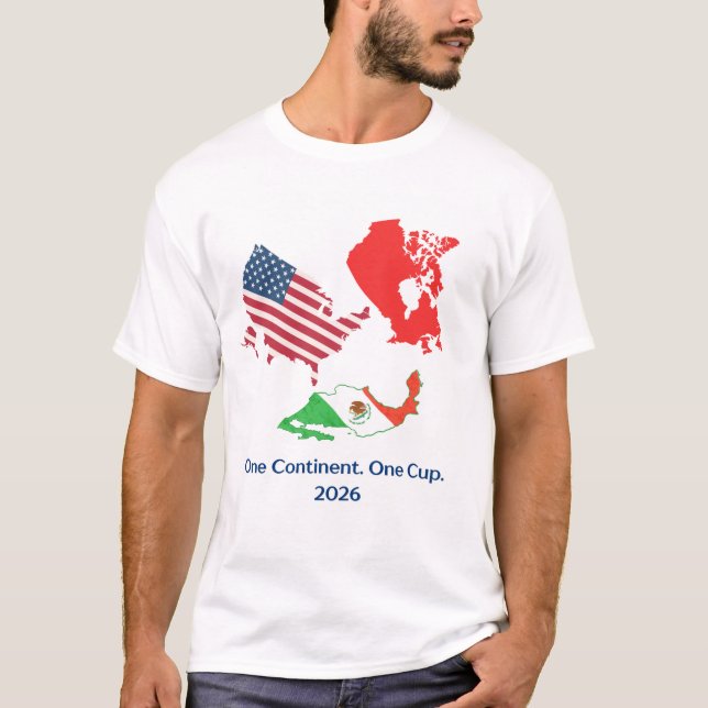 Camiseta Mapa da Copa do Mundo de 2026: EUA, Canadá, México (Frente)