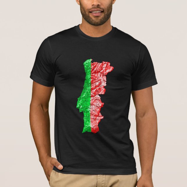 Camiseta Mapa da Cor da Bandeira de Portugal (Frente)
