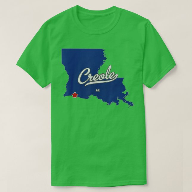 Camiseta Mapa da Creole Louisiana LA (Frente do Design)