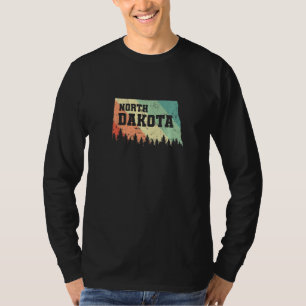 Camiseta Mapa da Dakota do Norte com Skyline EUA América Pr