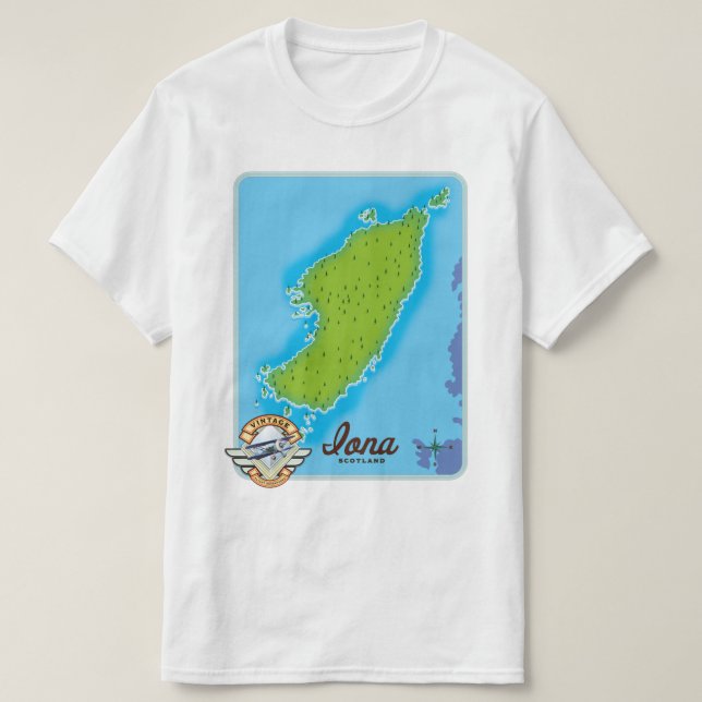 Camiseta Mapa da Escócia Iona (Frente do Design)