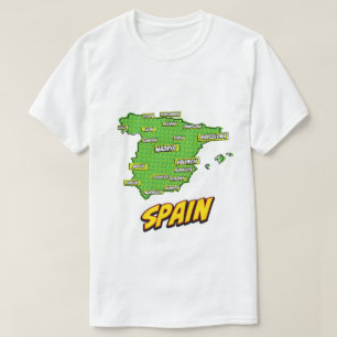 Camiseta Mapa da Espanha ilustrado em Pop Art