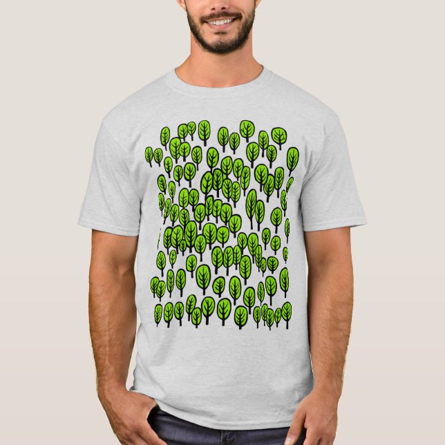 Camiseta Mapa da floresta - Árvores verdes (Frente)