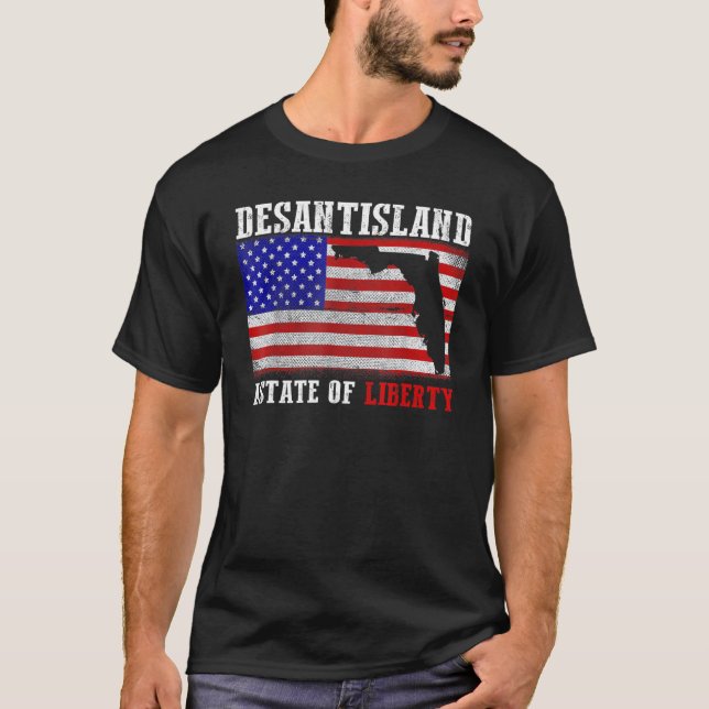 Camiseta Mapa Da Flórida Do Desantisland State Of Liberty  (Frente)