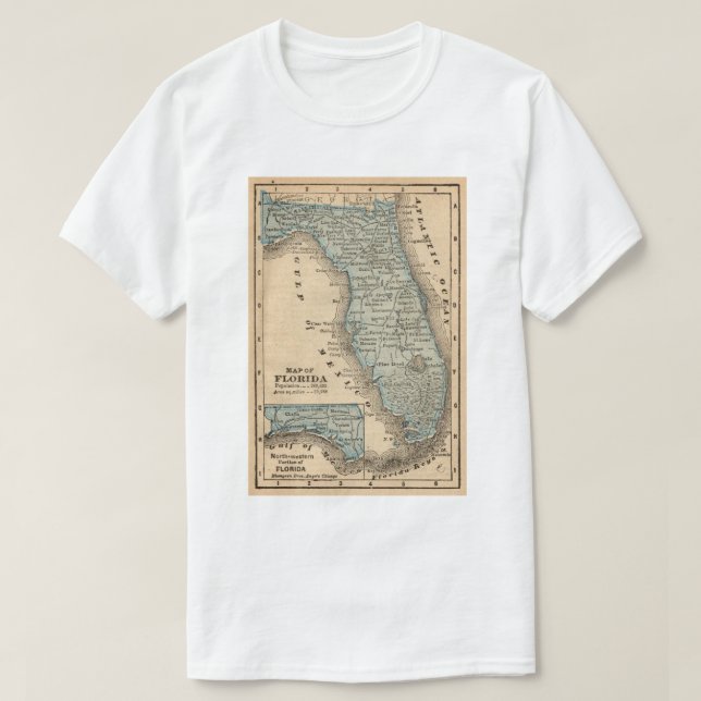 Camiseta Mapa da Flórida do Golfo do México (Frente do Design)
