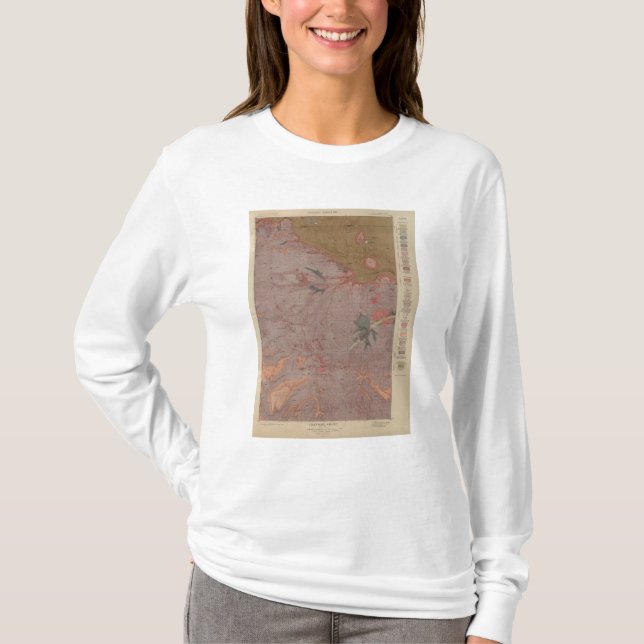 Camiseta Mapa da geologia, peça nacional de Yellowstone, (Frente)
