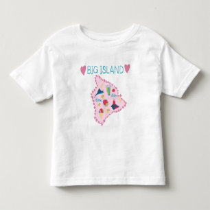 Camiseta Mapa da Grande Ilha do Havaí Ilustração Fofa em Pa