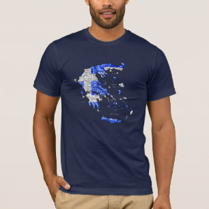 Camiseta Mapa da Grécia Cores da Bandeira