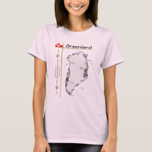 Camiseta Mapa da Gronelândia + Sinalizador + Título T-Shi