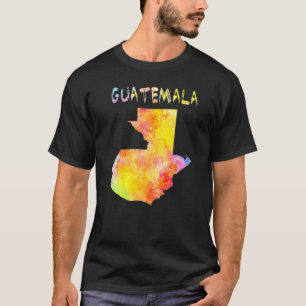 Camiseta Mapa Da Guatemala Mapa Colorido Ilustração Aquarel