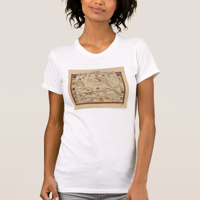 Camiseta Mapa da história e do romance de Wyoming (Frente)