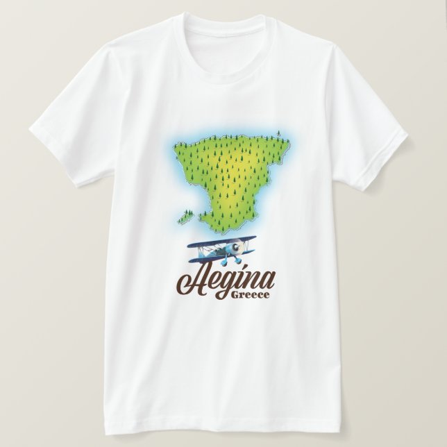 Camiseta Mapa da ilha Aegina Grécia (Frente do Design)