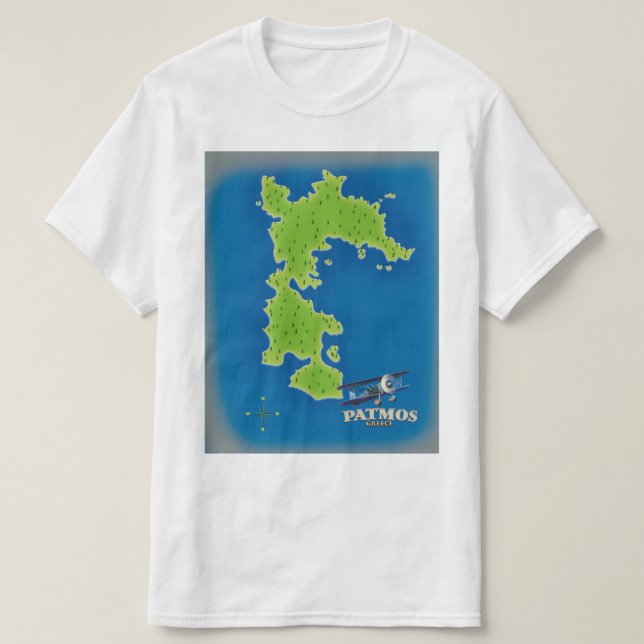 Camiseta Mapa da ilha da Grécia Patmos (Frente do Design)
