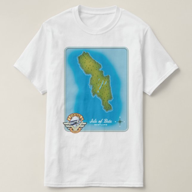 Camiseta Mapa da ilha de Bute (Frente do Design)