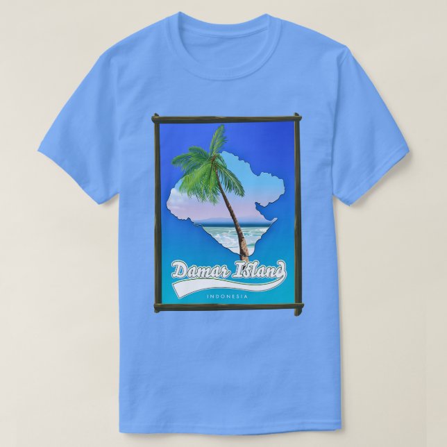 Camiseta Mapa da Ilha de Damar na Indonésia (Frente do Design)