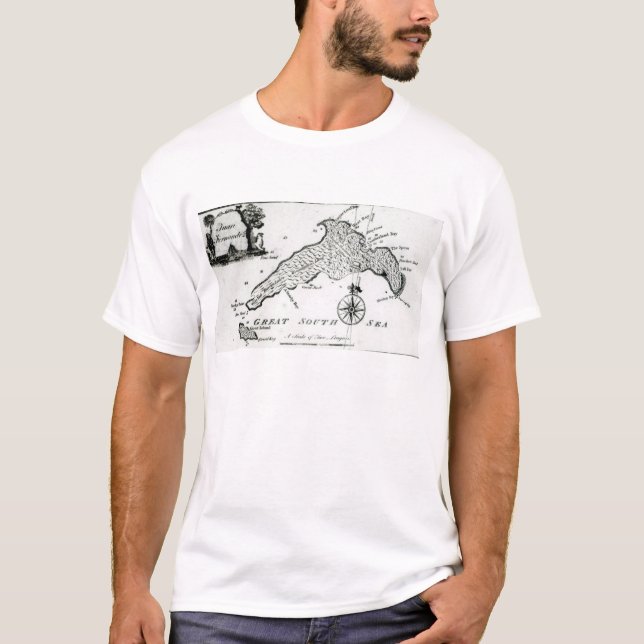 Camiseta Mapa da ilha de South Pacific, 1800 (Frente)