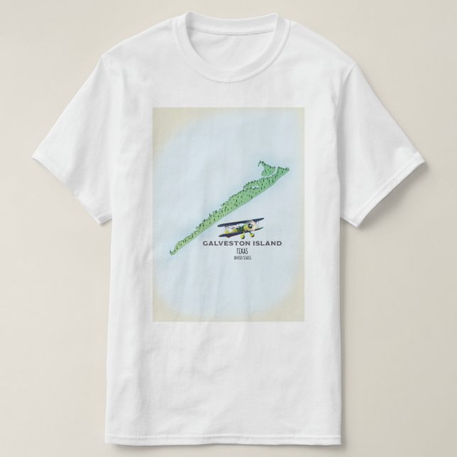 Camiseta Mapa da Ilha Galveston Texas EUA (Frente do Design)