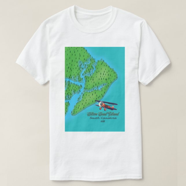 Camiseta Mapa da ilha Hilton Head na Carolina do Sul (Frente do Design)