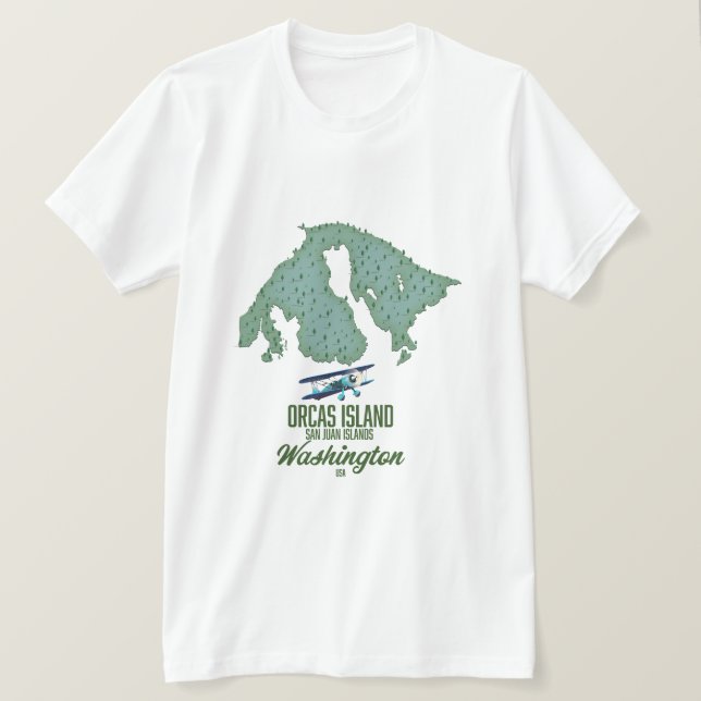 Camiseta Mapa da Ilha Orcas, Washington, EUA (Frente do Design)