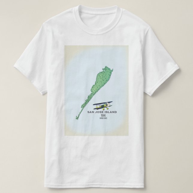 Camiseta Mapa da Ilha San José Texas EUA (Frente do Design)