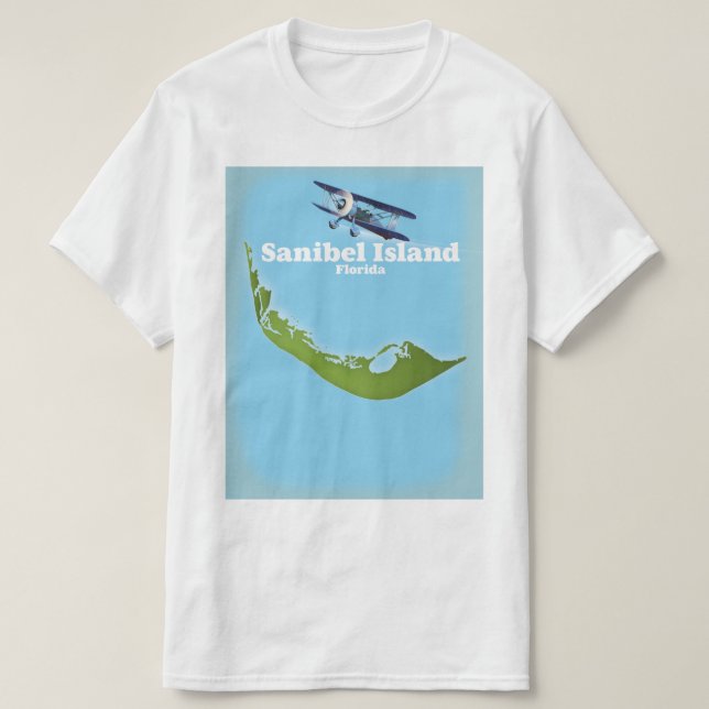 Camiseta Mapa da Ilha Sanibel Flórida (Frente do Design)
