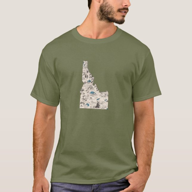 Camiseta Mapa da imagem do vintage de Idaho (Frente)