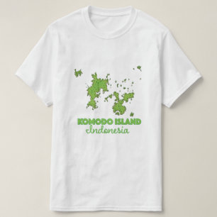 Camiseta Mapa da Indonésia da ilha de Komodo