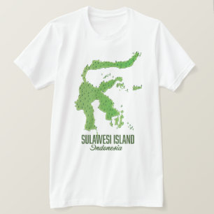 Camiseta Mapa da Indonésia na ilha de Sulawesi