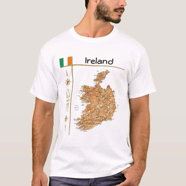 Camiseta Mapa da Irlanda + Bandeira + Título (Frente)