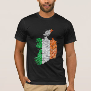 Camiseta Mapa da Irlanda Cores da Bandeira