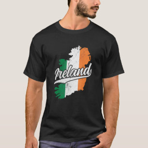 Camiseta Mapa da Irlanda e Bandeira Vintage Lembrança Envel