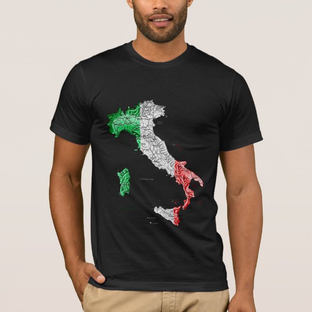 Camiseta Mapa da Itália Cores da Bandeira (Frente)