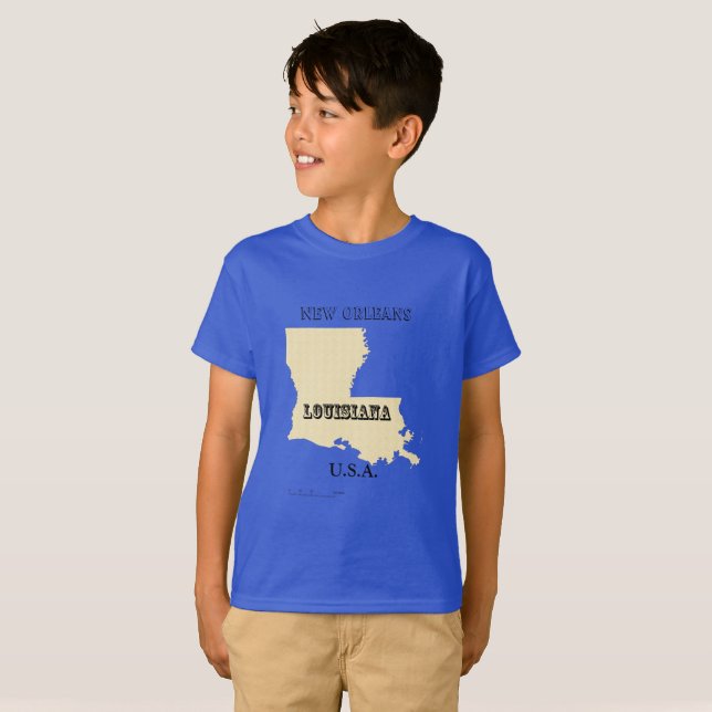 Camiseta - Mapa da Louisiana com Cidade (Frente Completa)