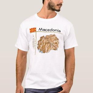 Camiseta Mapa da Macedônia do Norte + Sinalizador + Título 