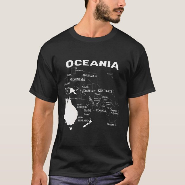 Camiseta Mapa da Micronésia Mapa da Polinésia Mapa da Melan (Frente)