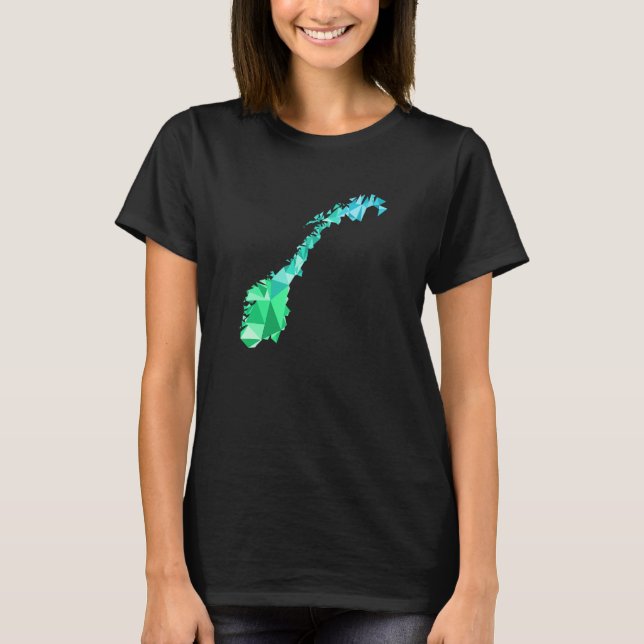 Camiseta Mapa da Noruega no Estilo de Polígono - Escandinav (Frente)