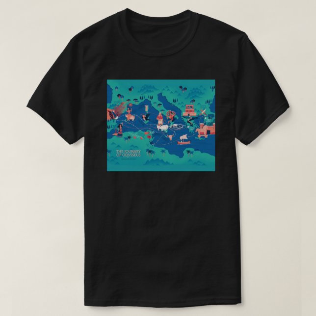 Camiseta Mapa da Odisseia - A Viagem de Ulisses Joga em Bra (Frente do Design)