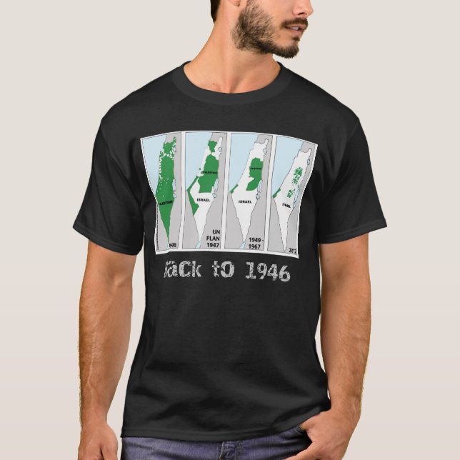 Camiseta Mapa da Palestina, de volta a 1946, bandeira da Pa (Frente)