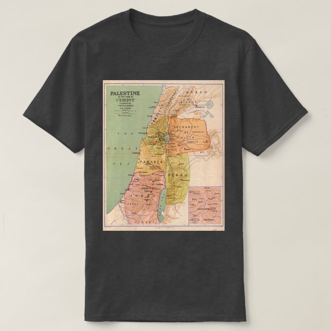 Camiseta Mapa da Palestina na Época do Cristo a 70 A (Frente do Design)