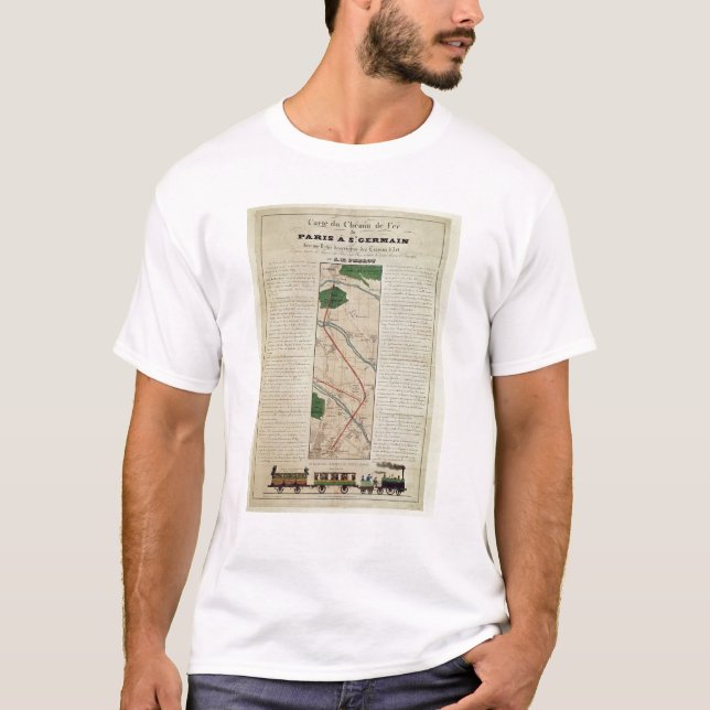 Camiseta Mapa da Paris à estrada de ferro de St Germain, (Frente)