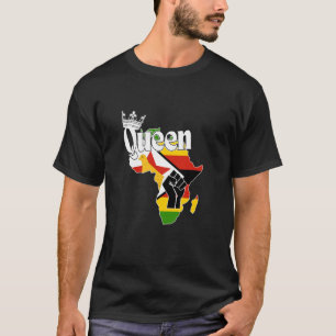 Camiseta Mapa da Rainha do Zimbábue com Bandeira do Zimbábu