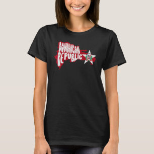 Camiseta Mapa da República Dominicana e Cartaz Emblema Plat