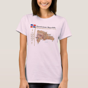 Camiseta Mapa da República Dominicana + Sinalizador + Títul