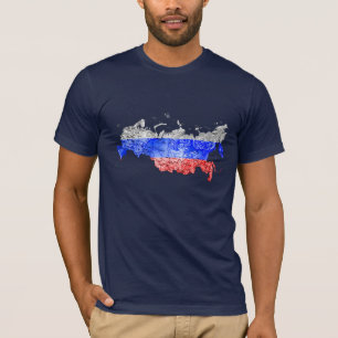 Camiseta Mapa da Rússia Cores da Bandeira